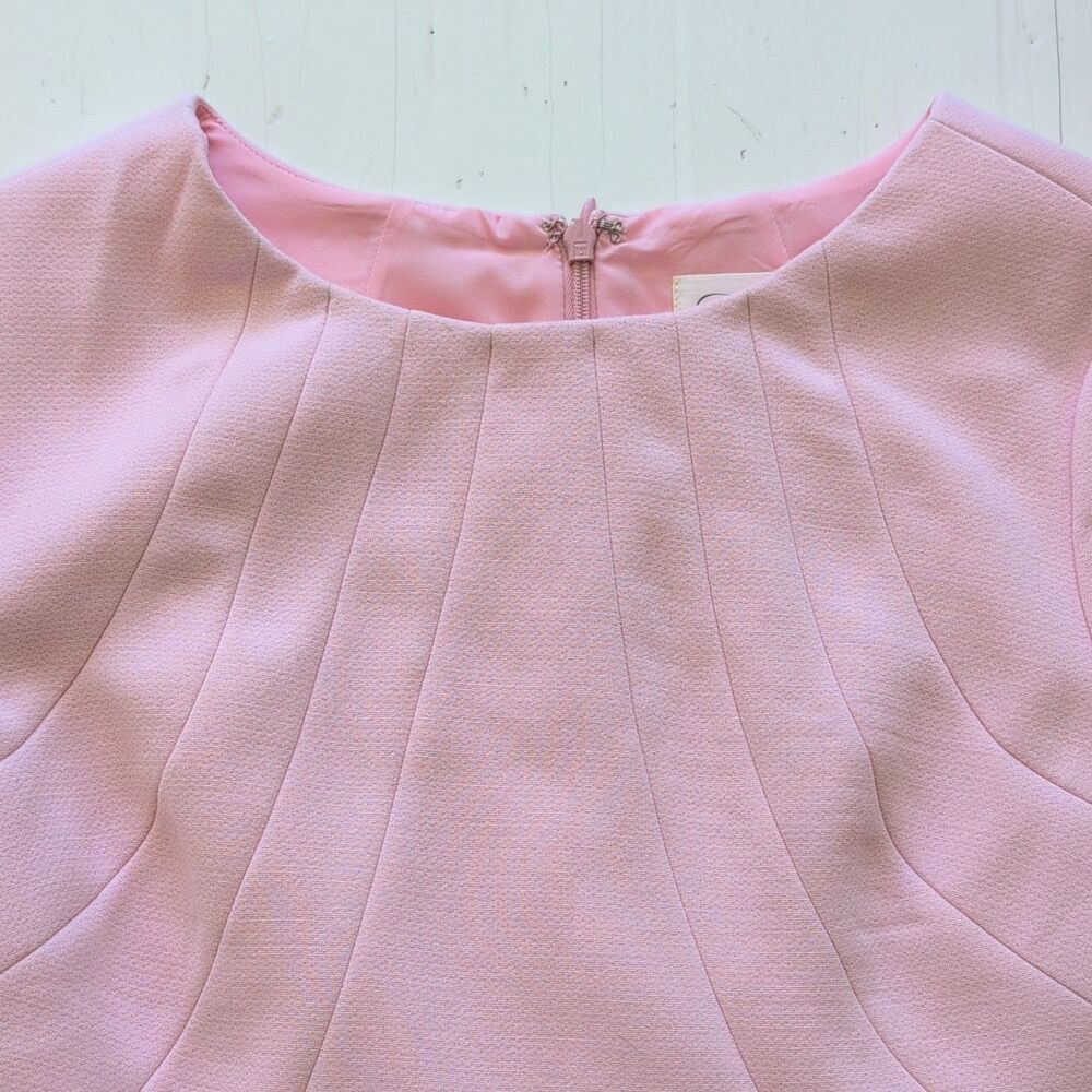 Eliza J Pink Solid Sheath Dress 3/4 Sleeve Rnd Neck Knee Length Zip Lined Sz 10 - Picture 5 of 12